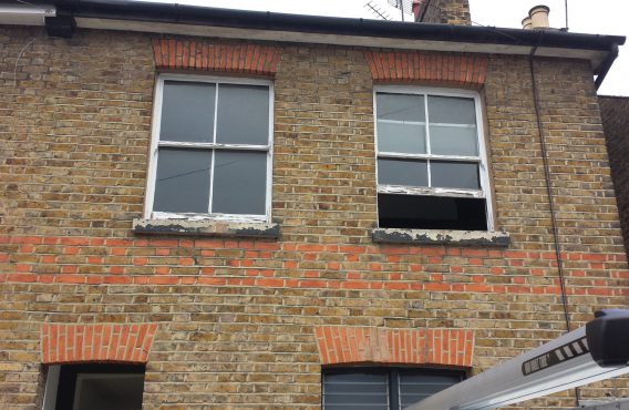 Traditional sash windows before repair
