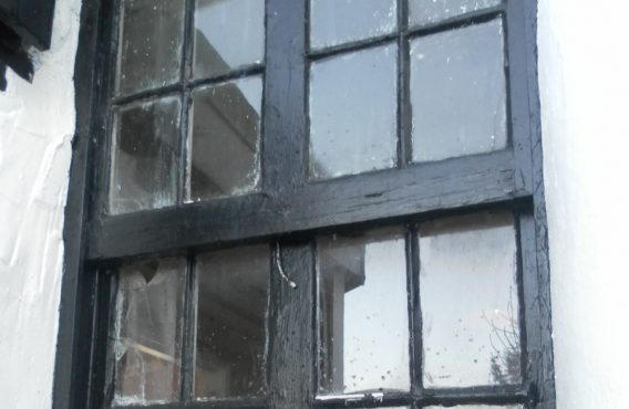 Old sash window before restoration